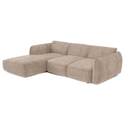Sia Home - Rechte hoekbanken LIVIA - Fluweel weefsel - Beige - 274cm