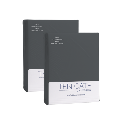 Ten Cate hoeslaken - 100% katoensatijn - 180x200 - antraciet - 2 stuks