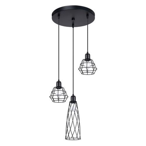 Sollux Lighting Hanglamp SUBA 3P zwart - 38x38x120cm