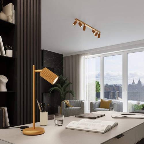 Sollux Lighting Tafellamp KARBON goud - 14,5x19,5x43cm