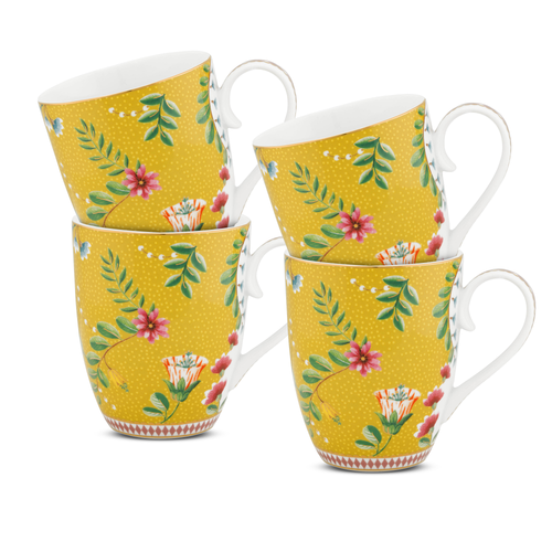 Pip Studio La Majorelle Mokken - Servies - Set van 4 Kleine Kopjes - Geel - 365ml - vtwonen shop