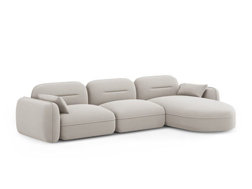 Cosmopolitan Design Modulaire hoekbank rechts Sydney 4-zits, flueel, lichtbeige - 165x320x70cm