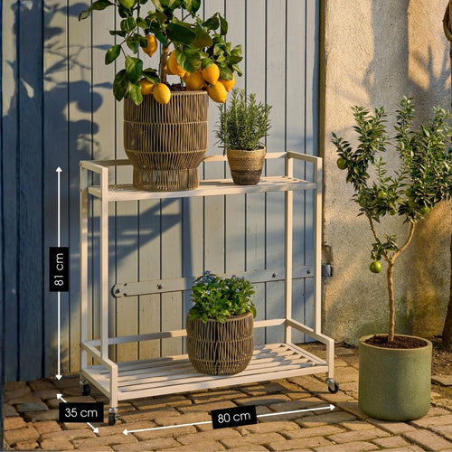 Mica Decorations Greenrax Plantenrek op Wielen - Plantenstandaard voor Kamerplanten, Buitenplanten of Tuingereedschap - Meerdere Plateaus