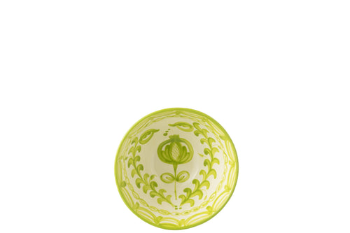 J-Line kom Granada High - keramiek - wit/groen - medium - Ø 22 cm