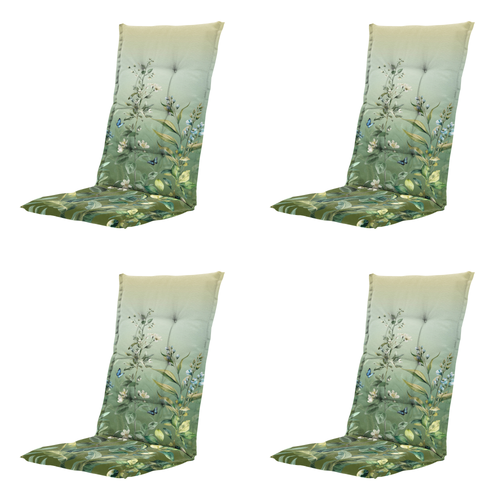 Madison tuinstoelkussen hoge rug Amelie - multikleur - 123x50x5cm - set van 4
