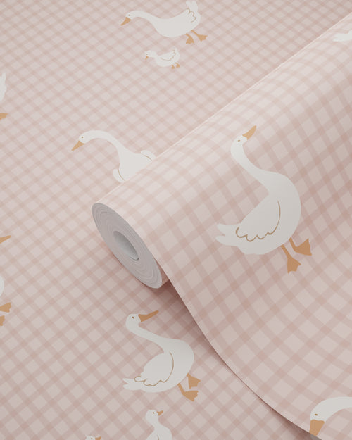 ESTAhome behang schattige ganzen roze - 50 x 900 cm - 132186