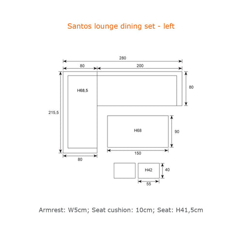 Santos lounge-diningset-5-dlg-links-acacia white wash-dgrijs-mgrey - vtwonen shop