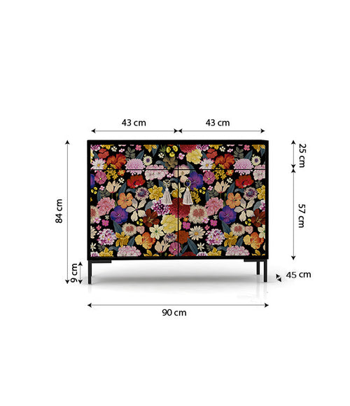 Dressoir MDF 2 deuren en 2 lades met print WILD BEAUTY