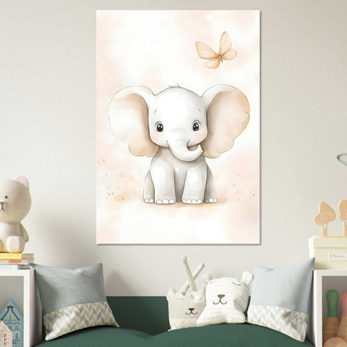 Artfulprints  Olifant met vlinder   poster 70x100 cm - vtwonen shop