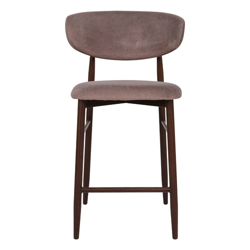 Giga Meubel Barstoel Alexia Oud Roze/Walnoot – Faux Fur – Zithoogte 65 cm - Set van 2