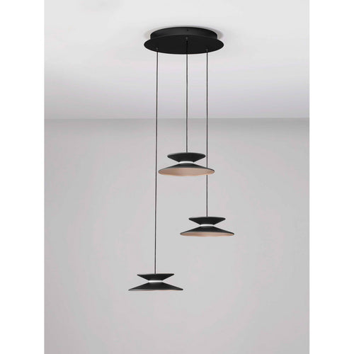 Nova Luce MORPHI Hanglamp met clusterdesign, zandkleurig zwart, goudkleurige Triac dimbare LED 15W 480lm 3000K