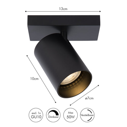 Atmooz plafondlamp Nuo 1 - zwart-zwart vanbinnen - 15 x 10 x H 12 cm - GU10