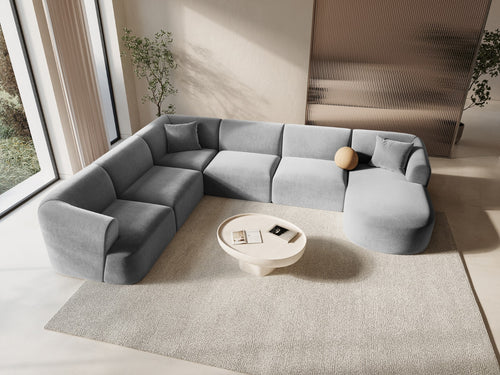 Cosmopolitan Design Modulaire panoramische hoekbank links Campi 7-zits, flueel grijs - 255x330x70cm