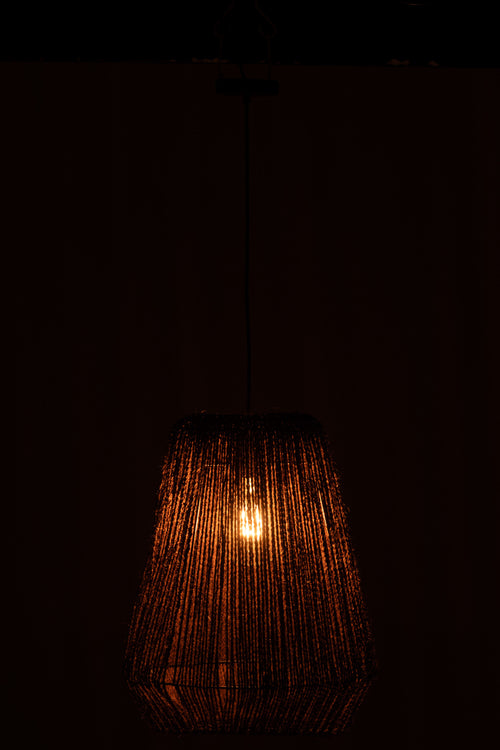 J-Line hanglamp Vlecht - metaal/palm - zwart - large