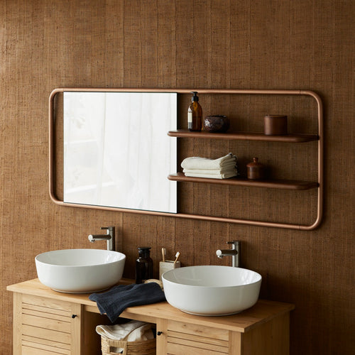 Tikamoon Spiegelrek van notenhout en messing - Donkerbruin - vtwonen shop