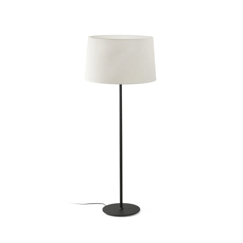 Faro Windsor Windsor vloerlamp met taps toelopende kap, matzwart, gebroken witte kap, E27 fitting.