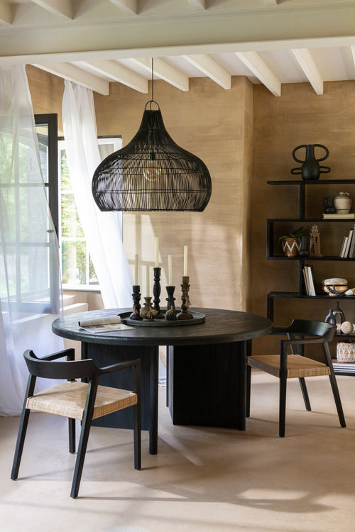 J-Line tafel Rond - hout - zwart