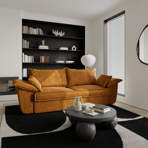 Sia Home - Rechte bank SASHA -  Fluweel - Mosterd - 232cm