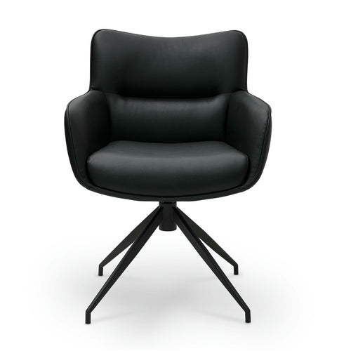 Furnhouse eetkamerstoelen armleuning Jessica - Zwart - Kunstleer - Set van 2