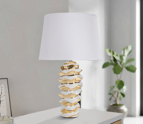 Mauro Ferretti tafellamp - Ø 33x53 cm - wit/goud