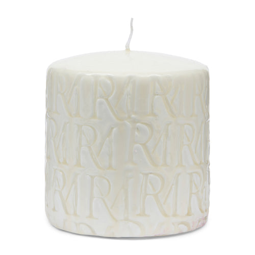 Rivièra Maison RMMonogram PillarCandle white9,5x10 - Paraffine - Wit - vtwonen shop