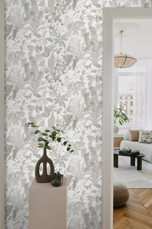 Sanders & Sanders behang tropische bladeren en bloemen grijs - 53 cm x 10 m - 640241 - vtwonen shop