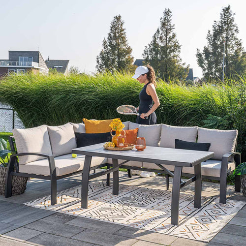 Garden Impressionslounge dining set Cameron 4-delig links incl stoel - desert sand