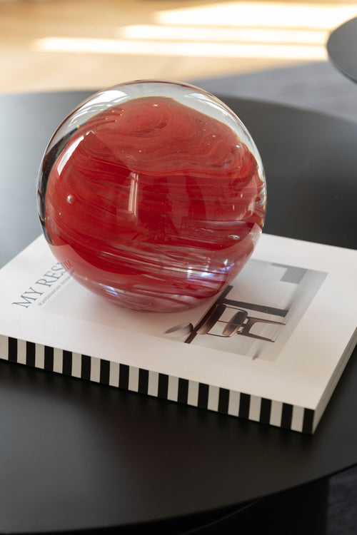 J-Line presse-papier Twister Rond - glas - rood - large - vtwonen shop