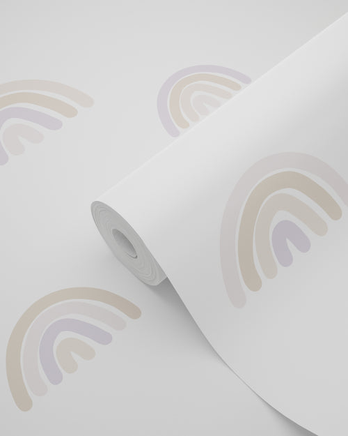 ESTAhome behang regenboogjes lila paars en beige en wit - 53 cm x 10.05 m - 139683 - vtwonen shop