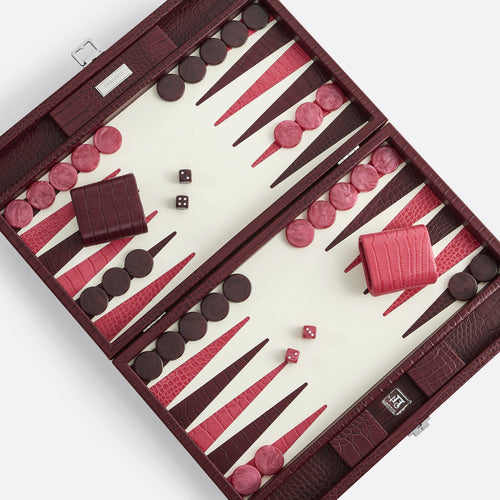 Premium Interiors - Backgammon - Groot BACKGAMMON - leer pruim 46cm