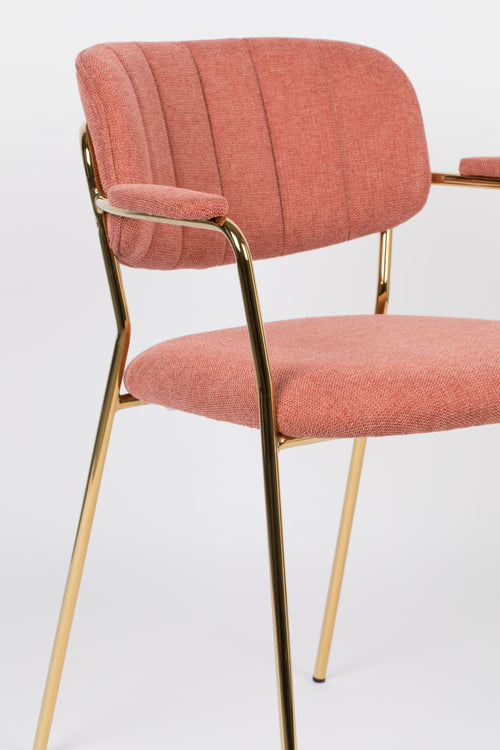 Housecraft Living Jolien Eetkamerstoelen armleuning Goud/Roze - Set van 2 - vtwonen shop