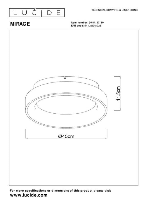 Lucide plafonnière MIRAGE - Geïntegreerde LED - Zwart - vtwonen shop