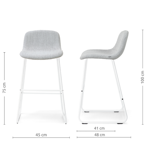 Nolon Nino-Mats barkruk grijs melange - wit onderstel - 75 cm