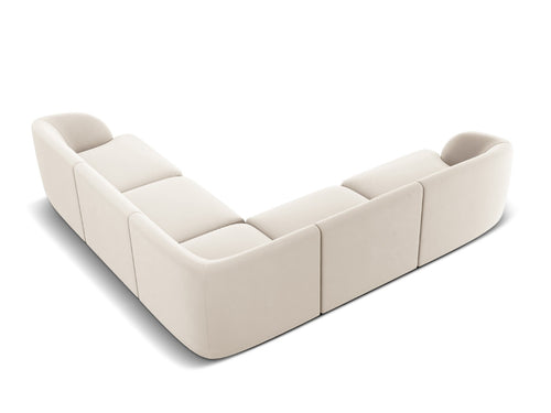 Micadoni Symmetrische hoekbank Miley 5-zits, flueel, lichtbeige - 255x255x70cm