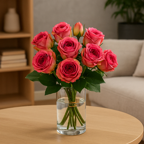 Flourify kunstbloem - Rozenboeket - 29 cm