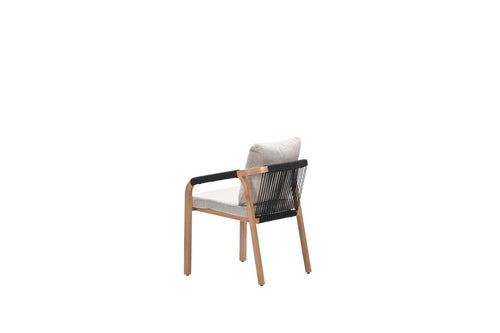Monti dining fauteuil - light teaklook - rope lava zwart - gobi sand