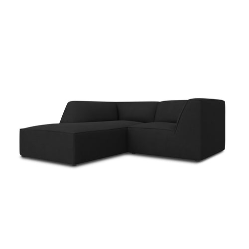 Cosmopolitan Design - Modulaire hoekbank links Siena 3-zits, structurele stof zwart - 180x186x69cm