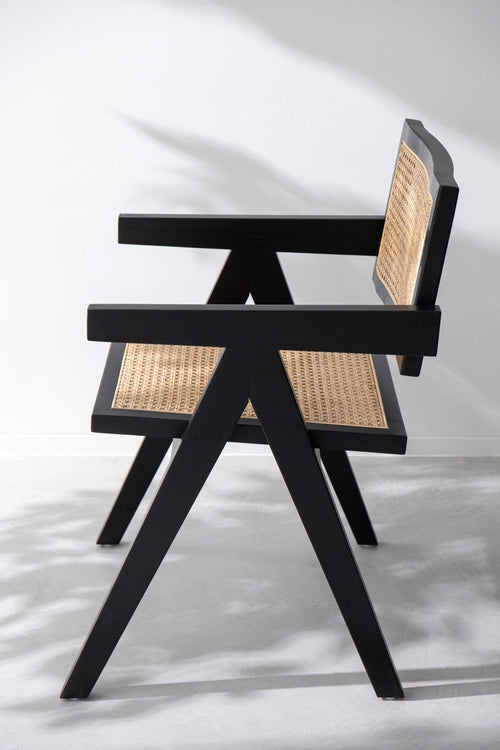 J-Line stoel Rooster - essenhout/rotan - zwart