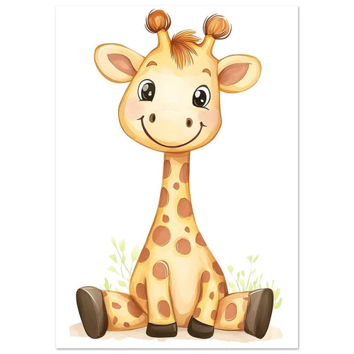 Artfulprints  Vrolijke giraffe   poster A4 21x29.7 cm - vtwonen shop