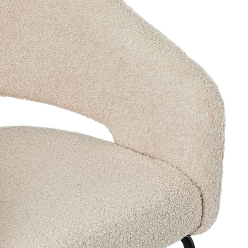 Furnhouse eetkamerstoelen armleuning Natalie - Beige - Stof (Bouclé) - Set van 4