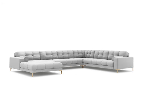 Cosmopolitan Design Panoramische hoekbank rechts Bali 7-zits, structurele stof, lichtgrijs - 256x327x75cm