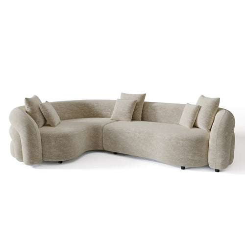 Sia Home - Hoekbank links VICTORIA - Fluweel met structuur - Mol - 290cm