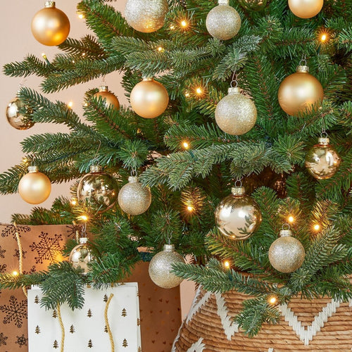Mica Decorations Kerstballen Set - Kerstversiering voor Kerstboom - Kerstornamenten van Glas in Champagne Kleur - Complete Set van 26 Stuks - Ø7 cm -
