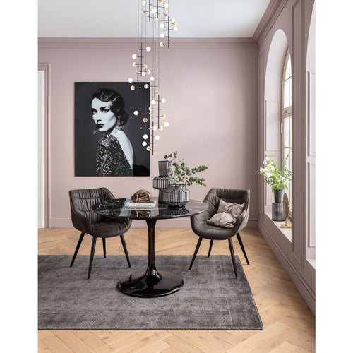 Kare Design Eettafel Solo Ø110cm marmerprint zwart - vtwonen shop