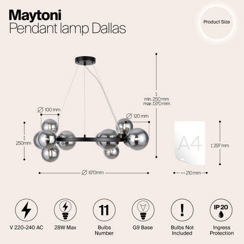 Maytoni - Hanglamp Dallas - Zwart - Ø67 - vtwonen shop