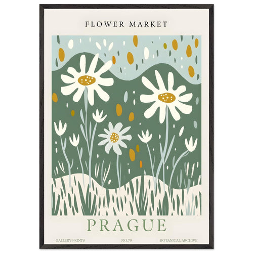 Artfulprints Poster met Lijst Flower market - Prague II   - 70x100 cm - Meerkleurig