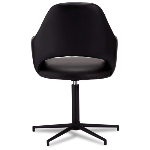 Furnhouse eetkamerstoelen armleuning Luna - Zwart - Kunstleer - Set van 6