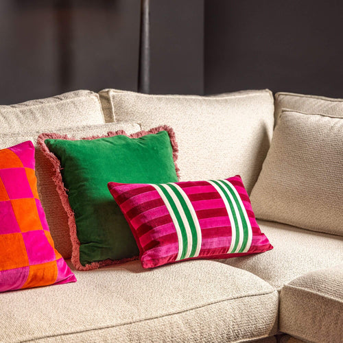 SEBASTIAAN | sierkussen 45x45 cm | Grass Green | groen en oranje | Hoii