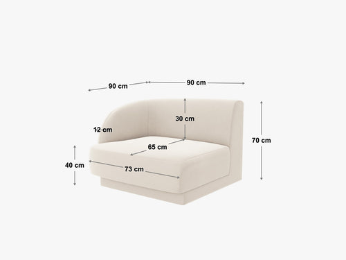 Micadoni - Linker module "Miley" boucle donker olijfgroen - 90x90x70cm
