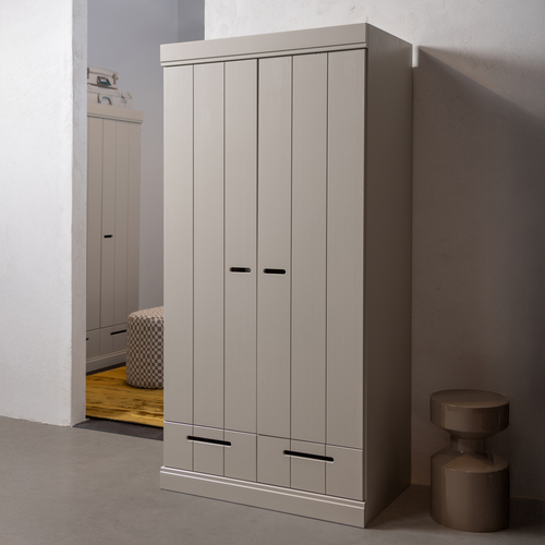 WOOOD 2 deurs kledingkast Connect met lade - Grenen - Dust - 195x94x53 - vtwonen shop